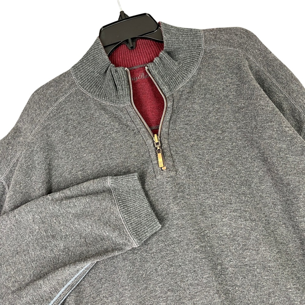 Tommy Bahama Reversible Quarter Zip Sweater Mens XL Cotton Mock‎ Neck Layering
